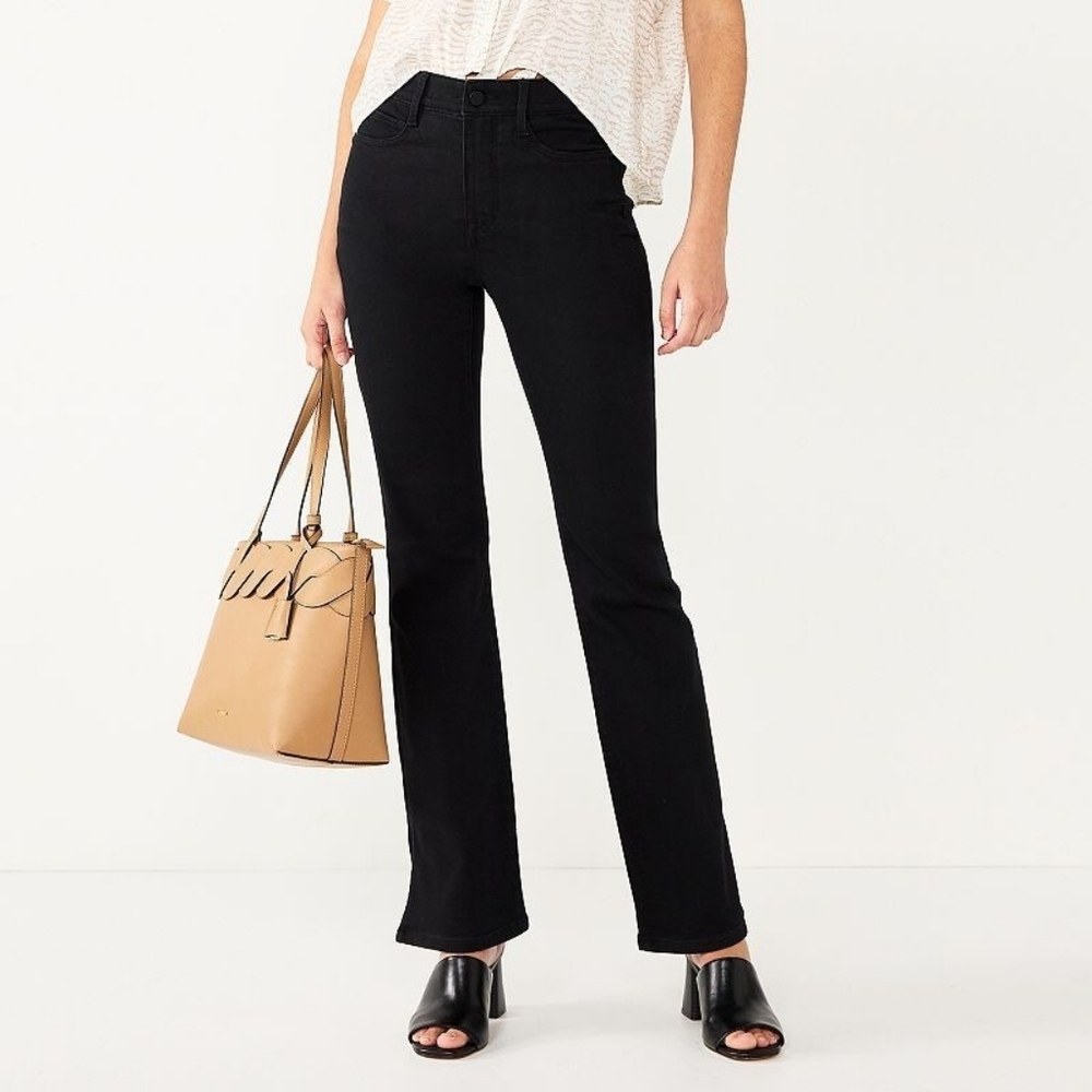 Nine West CHATHAMSQ. High Rise Black Flare Jeans Size 12 Short